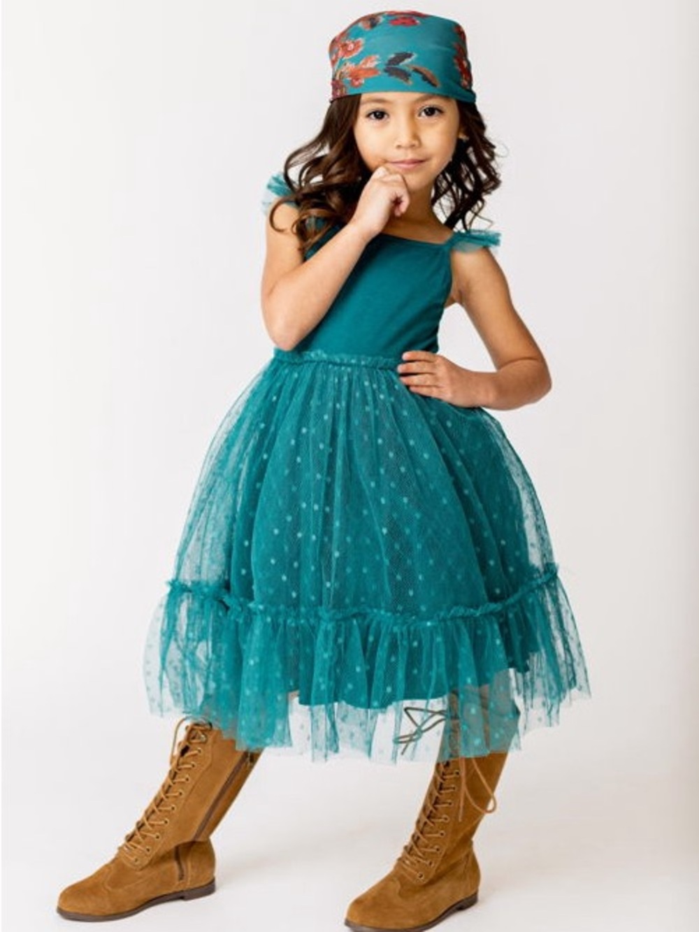 Joyfolie Girl Teal Tulle Leigh Dress size 5T 5 years NWT